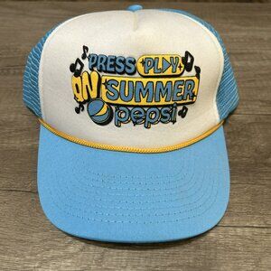 Pepsi Snapback Trucker Hat "Press Play On Summer" Meshback Hat Baseball Hat